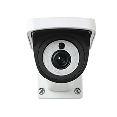 Fototapeta premium White security CCTV camera, cut out, kept on white or transparent background