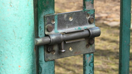 metal lock on the gate. lock on the fence