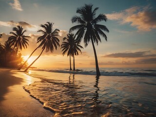 sunset over the beach