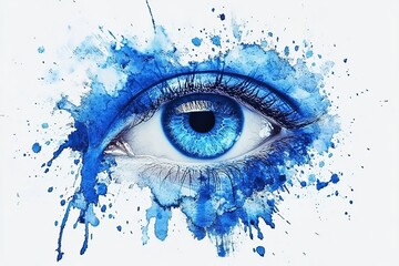 blue spray stain in shape eye foiba, 32k Resolution 