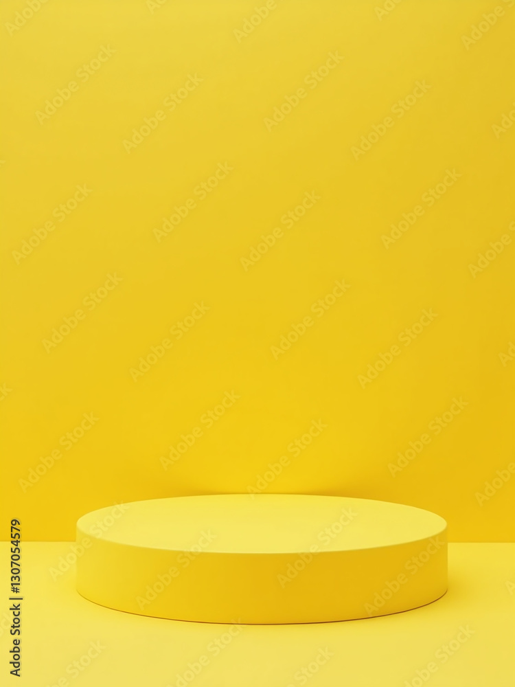 Poster simple, minimalist design features an empty, rounded yellow platform on a matching background, ideal