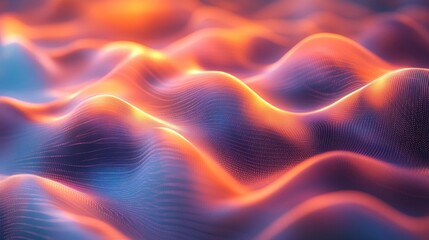 Obraz premium A vibrant, abstract representation of flowing waves, showcasing a blend of orange and blue hues with intricate textures.