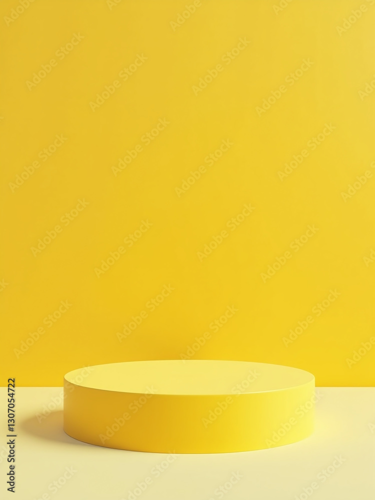 Poster Simple, Minimalist Design Features An Empty, Rounded Yellow Platform On A Matching Background, Ideal For Product Demonstrations.