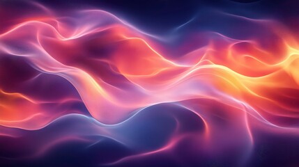 Obraz premium A vibrant abstract image showcasing flowing waves of pink, orange, and purple, creating a mystical and dynamic visual effect.