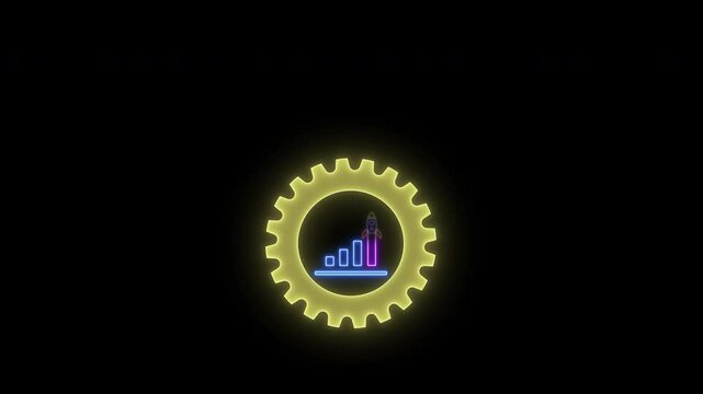 Business efficiency concept, how much a company or organization can produce as it relates to time, cost and quality. Glowing neon line of operational excellence icon isolated on transparent background
