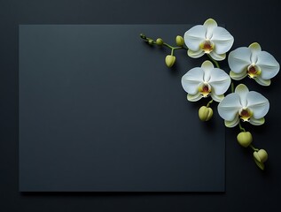 White Moon Orchid (Phalaenopsis amabilis) on Dark Background – Funeral Condolence and Sympathy Card	
