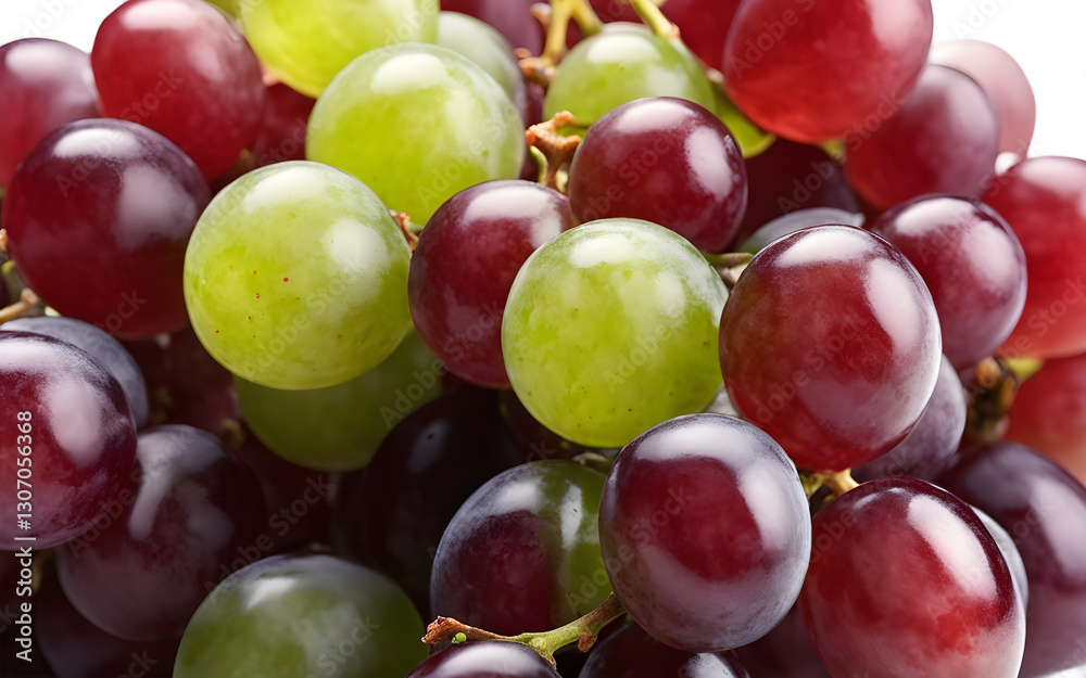 Poster a bunch of plump green grapes, isolated on a empty plain background