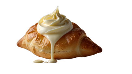 croissant with filling on a transparent background
