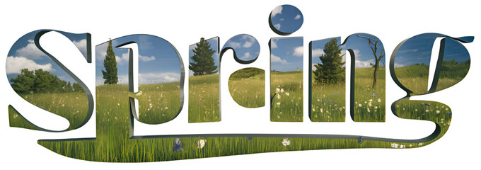 TEXT 'Spring' is combined with spring scenery, so that the text can clearly convey the image of spring.