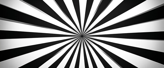Abstract black and white radial stripes converging to a central point, creating a dynamic and visually striking design, suitable for a background or graphic element