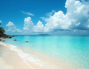 Fototapeta premium tropical beach with blue sky
