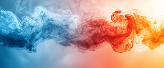 Abstract blue and red smoke swirls.