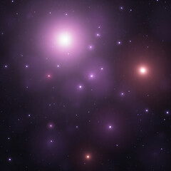 Fototapeta premium A cosmic scene filled with distant stars and glowing nebulae showcasing various shades of purple and pink against a dark backdrop of space