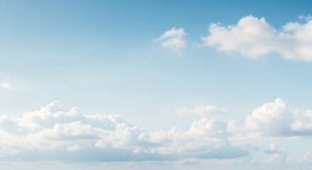 Naklejka premium Serene Blue Sky Soft White Clouds Peaceful Scene. AI Generated