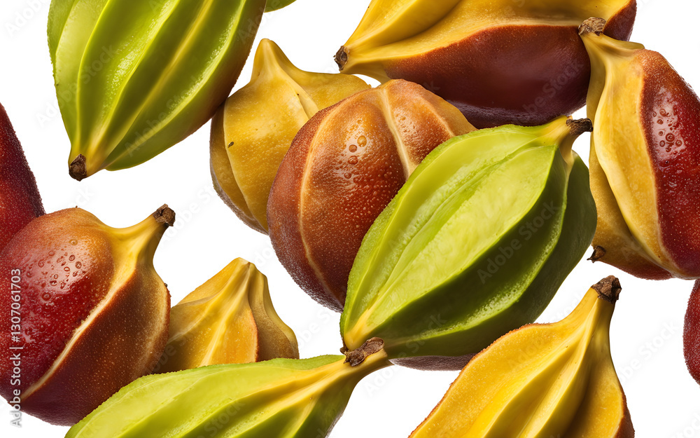Poster A ripe starfruit with five distinct points, isolated on a empty plain background