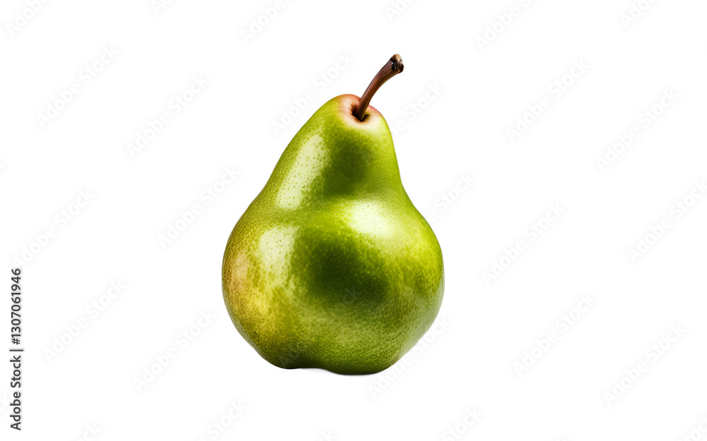 Poster A single pear with a smooth green skin, isolated on a empty plain background