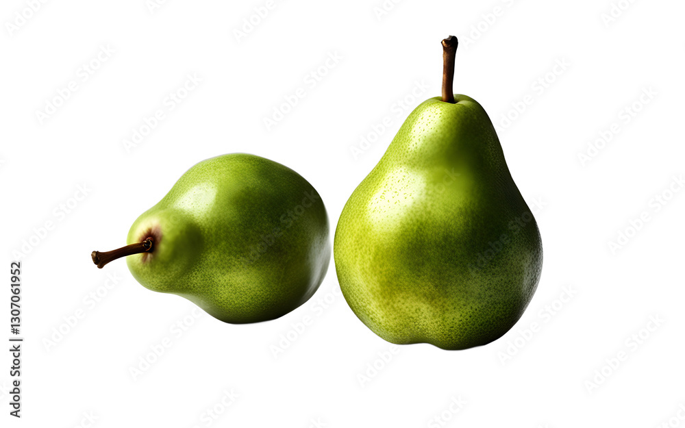 Poster A single pear with a smooth green skin, isolated on a empty plain background