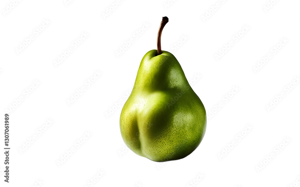 Poster A single pear with a smooth green skin, isolated on a empty plain background