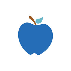 blue apple with a little stem and leaves still attached to the fruit. Design element illustration of blue apple for various purposes