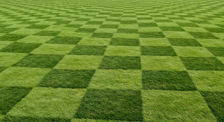 Geometric Green Lawn Pattern Soft Light. AI Generated