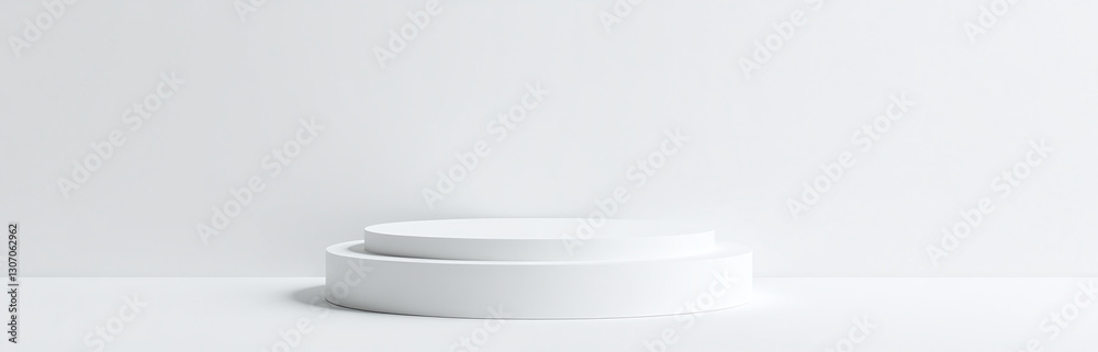 Poster Elegant Pedestal Or Platform For Beauty And Cosmetic Product Presentation With Simple Design And Clean White Background In 3d Rendering Format.