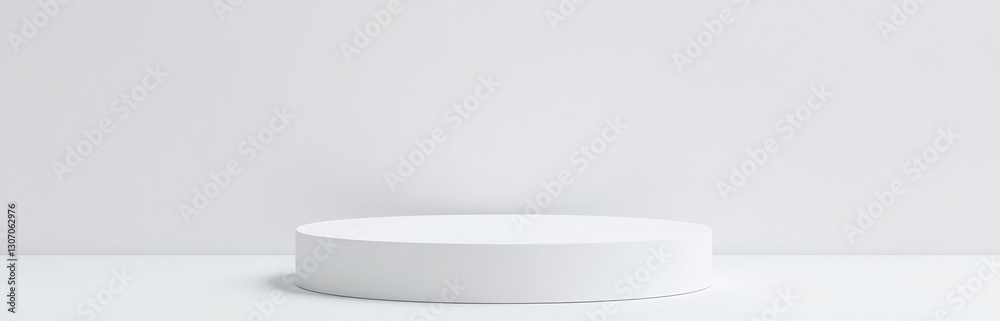 Poster Elegant Pedestal Or Platform For Beauty And Cosmetic Product Presentation With Simple Design And Clean White Background In 3d Rendering Format.