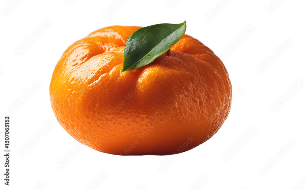 Poster A single tangerine with deep orange skin, isolated on a empty plain background