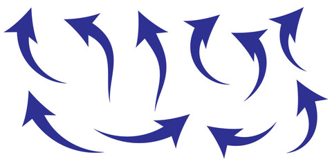 Curved arrow icon vector set. Collection of colorful right direction arrows symbol design.