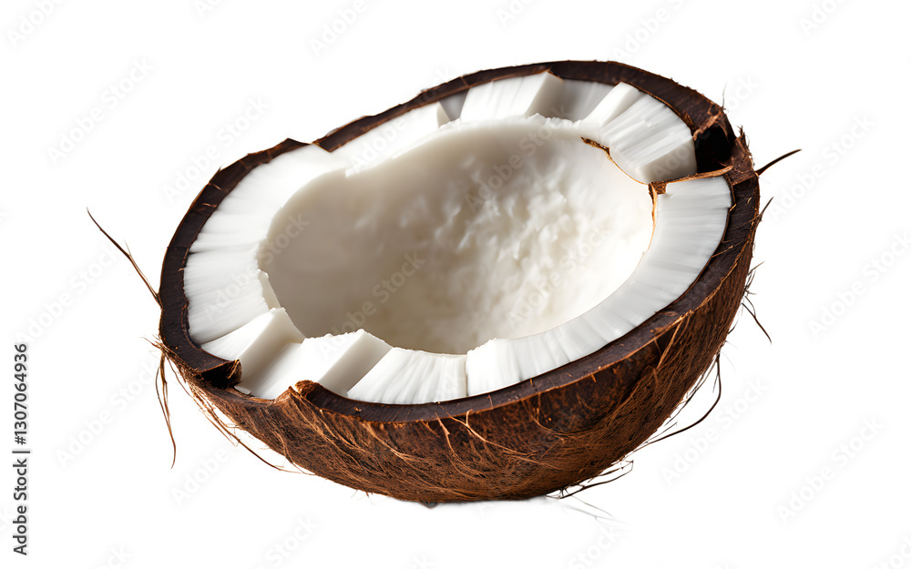 Poster A whole coconut with its brown outer shell, isolated on a empty plain background