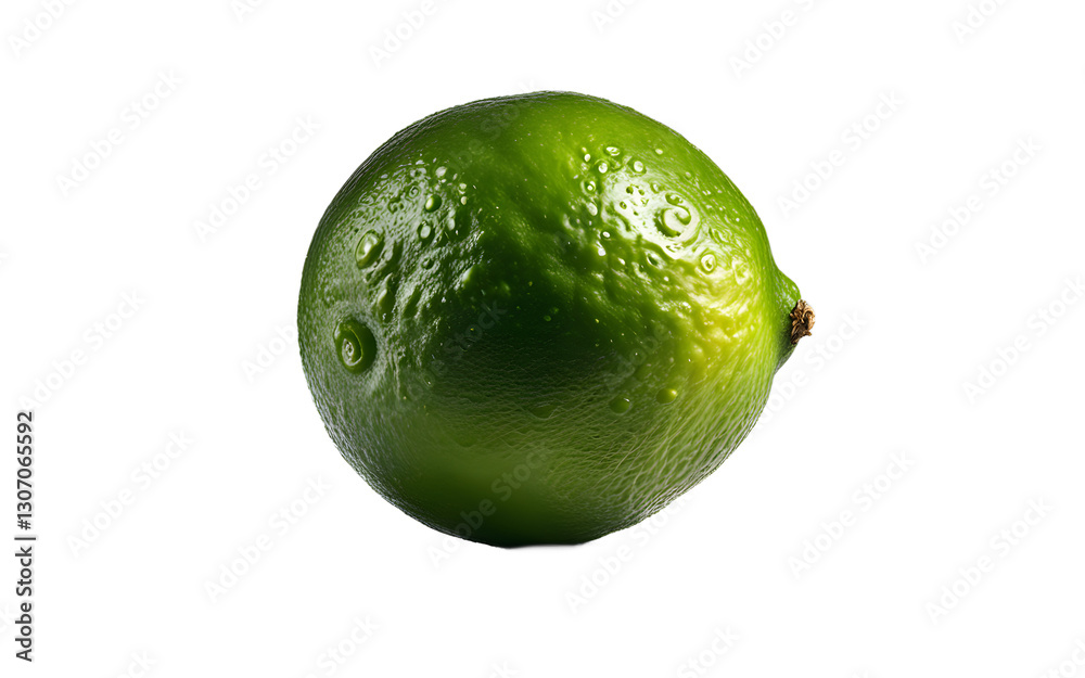 Poster A whole lime with a smooth green peel, isolated on a empty plain background