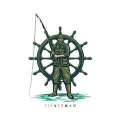 Obraz premium Fisherman Illustration