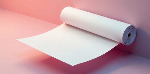 Close up of rolled blank paper hovering in midair, surreal, dreamy
