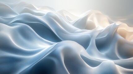 A soft, flowing fabric in shades of blue and white, creating a serene and elegant wave-like effect.