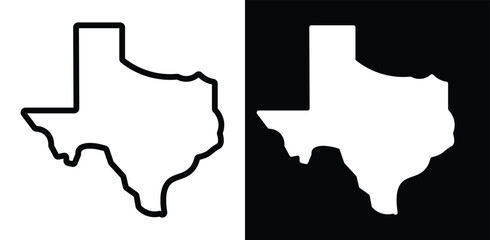 Texas State National Flag Map. High resolution Texas map icon set isolated on transparent background
