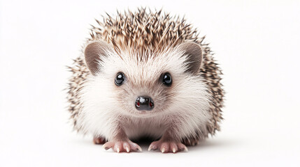 Obraz premium Adorable Curious Hedgehog with Tiny Paws and Surprised Face on White Background
