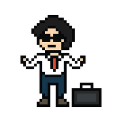 Fototapeta premium Cartoon cute pixel cartoon 8bit character business man businessman smart work game for decoration business 8 bit male career smart character game 8bit png vector.