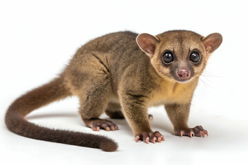 Fototapeta premium kinkajou small mammal with big eyes and soft fur sitting on a white background tropical rainforest animal