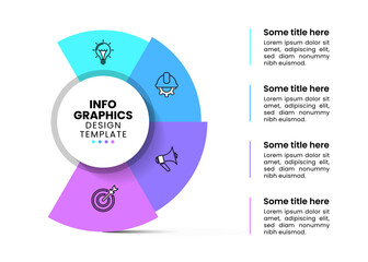 Infographic template. Circle with 4 parts and icons