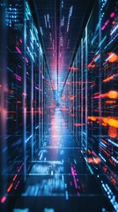 Fototapeta premium Abstract visualization of cloud storage and integration, glowing digital data streams and secure connections