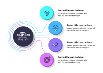 Infographic template. 4 connected circles with a line