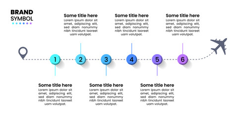 Infographic template. Travel timeline with 6 steps