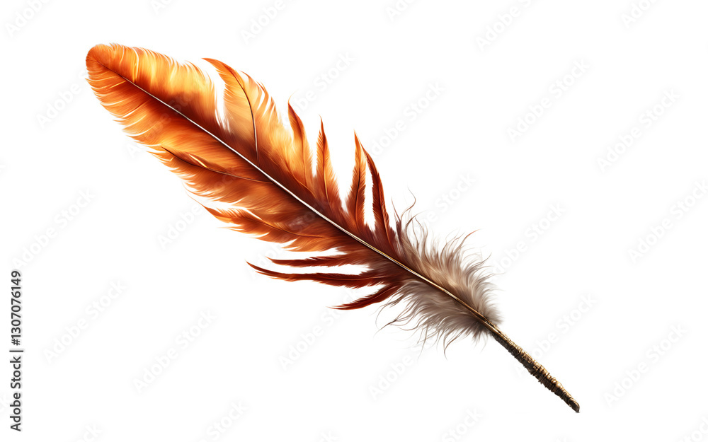 Poster A burning phoenix feather representing resilience and rebirth, isolated on a empty plain background