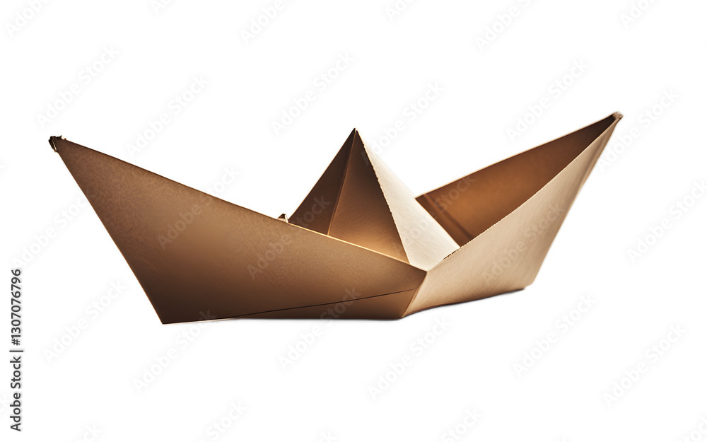 Aufkleber A floating paper boat symbolizing adventure and the unknown, isolated on a empty plain background