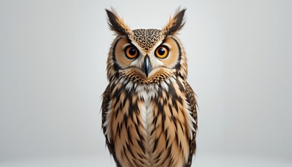 Obraz premium Portrait of a Majestic Owl with Striking Eyes on a Neutral Background