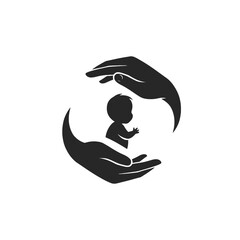 Silhouette of Protective Hands Cradling a Child Illustrating Care and Safety
