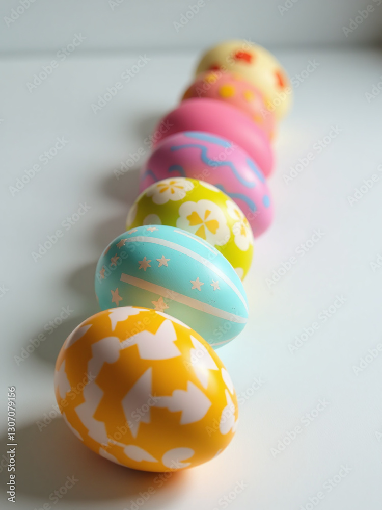 Poster A Vibrant Display Of Colorfully Decorated Easter Eggs In A Single Row Adds Festive Charm To Any Table Setting Easily.
