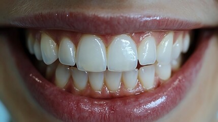 Fototapeta premium Smiling woman's healthy teeth closeup
