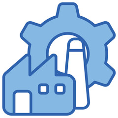 Industrialization Blue White Icon