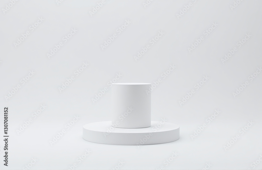 Poster A Simple Geometric Cylinder Is Placed On A Small White Platform In An Isolated, 3d Display Background Image.