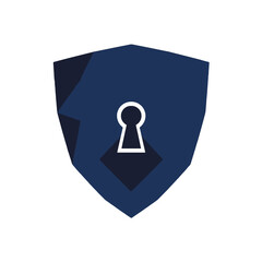 Shield Icon Representing Security with Keyhole Symbol in Blue Design